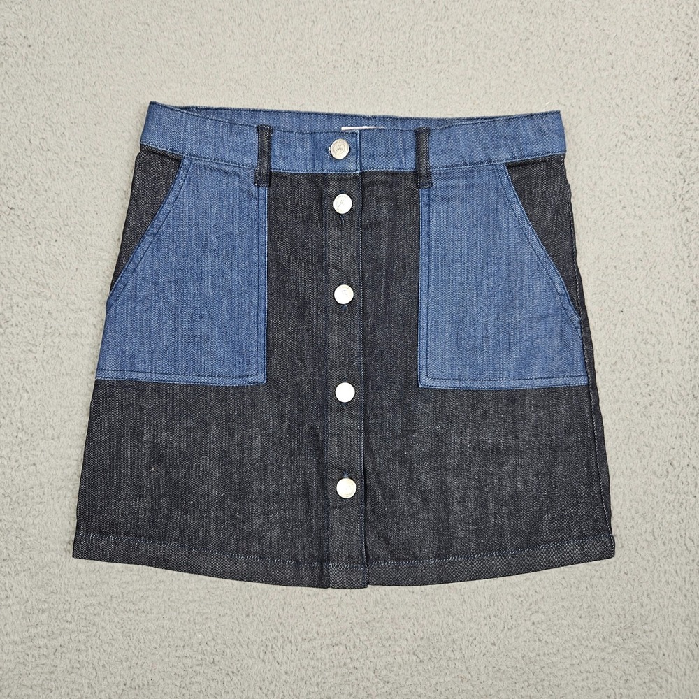 Bonpoint Girl's Blue Mini denim Buttons front Skirt Size 14
